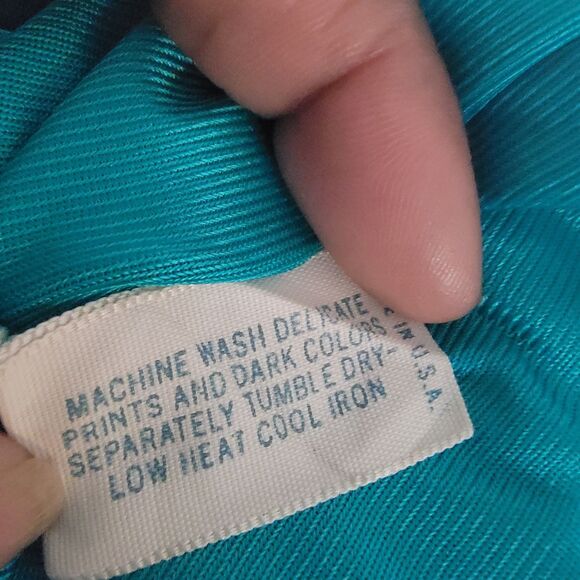 Vintage Vanity fair long satinrobe tie waist teal wmns sz med - Picture 7 of 8